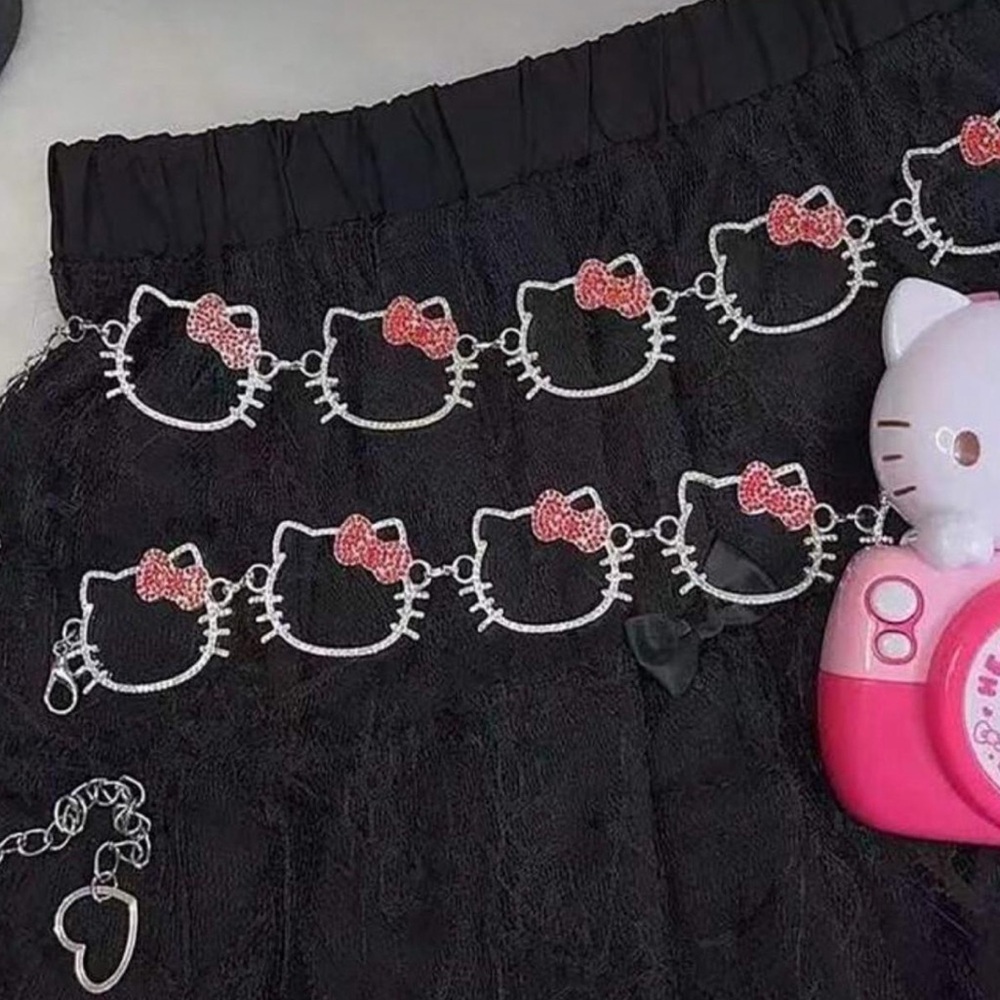 Hello Kitty Chain Waist Belt Chain New Without Tags Kawaii Rhinestone Bling Y2K.